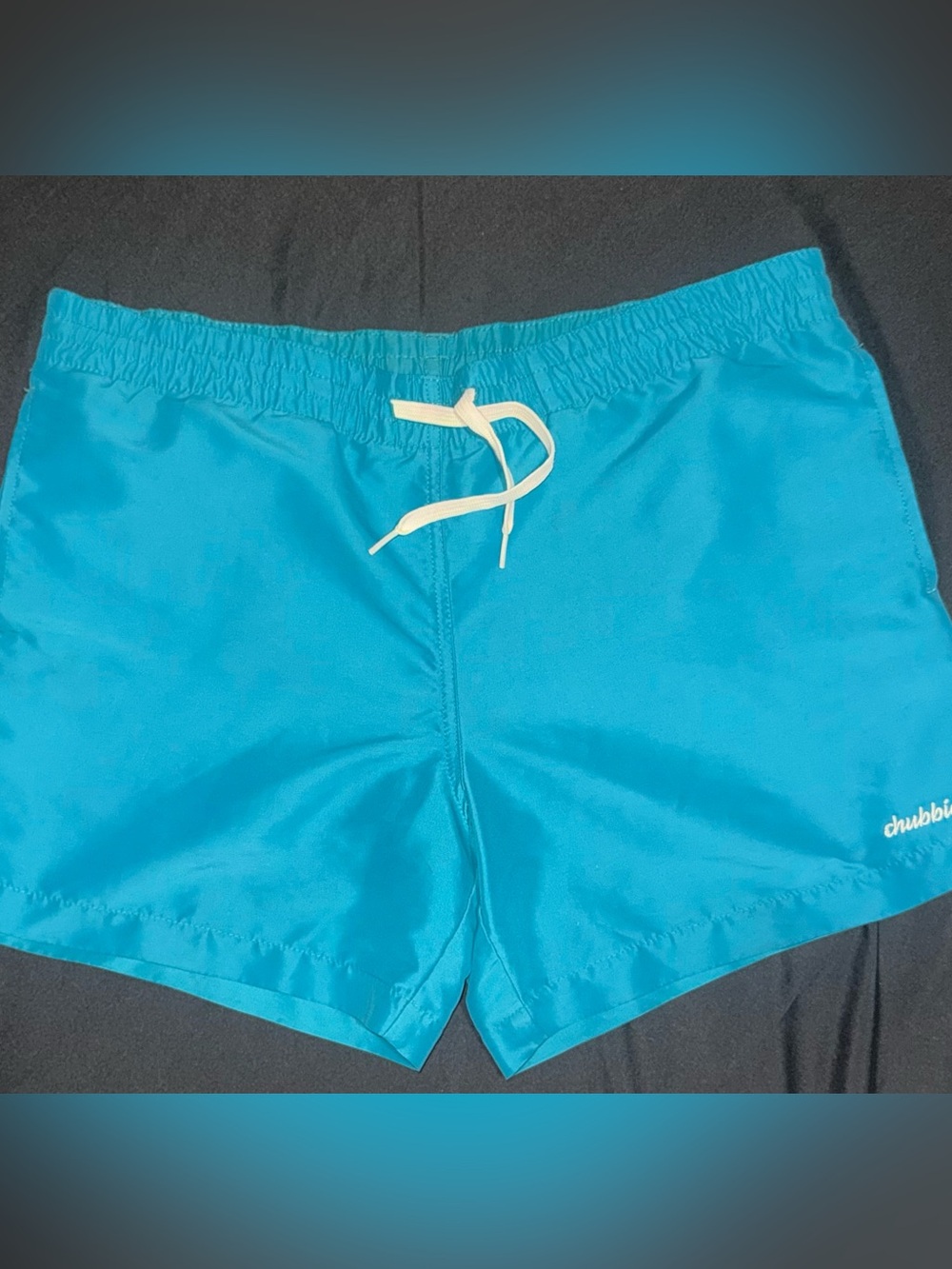 CHUBBIES Bright Turquoise Swim Shorts with White Drawstring
